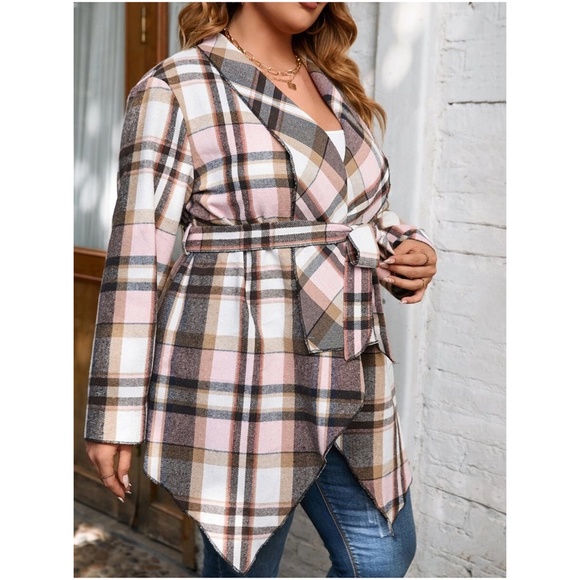 Cozy Plaid Belted Jacket Coat - Picture 4 of 5